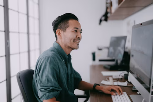 A man working at his desk