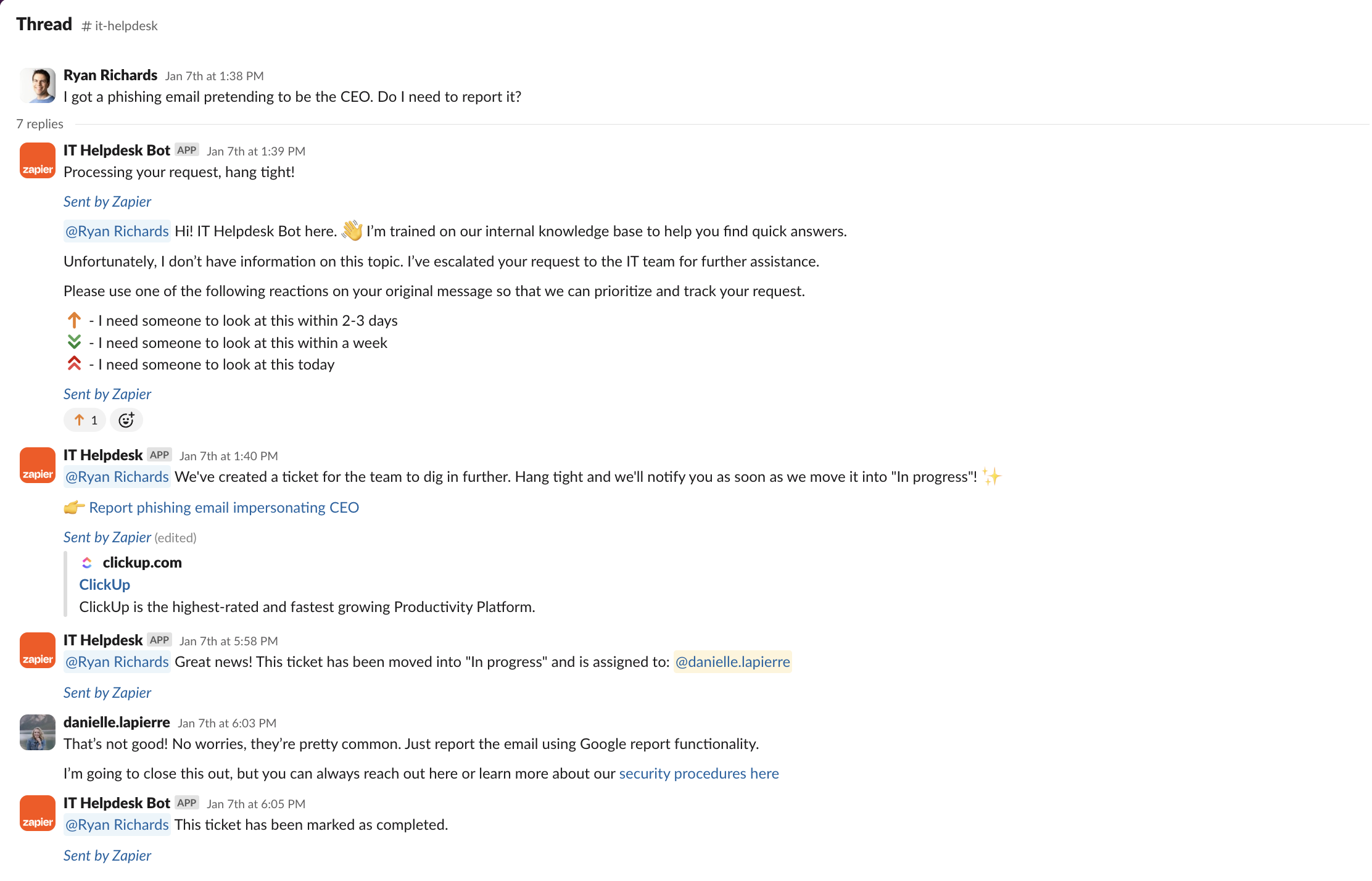 IT helpdesk example
