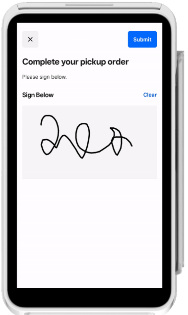 A captured signature on the Square Terminal screen.