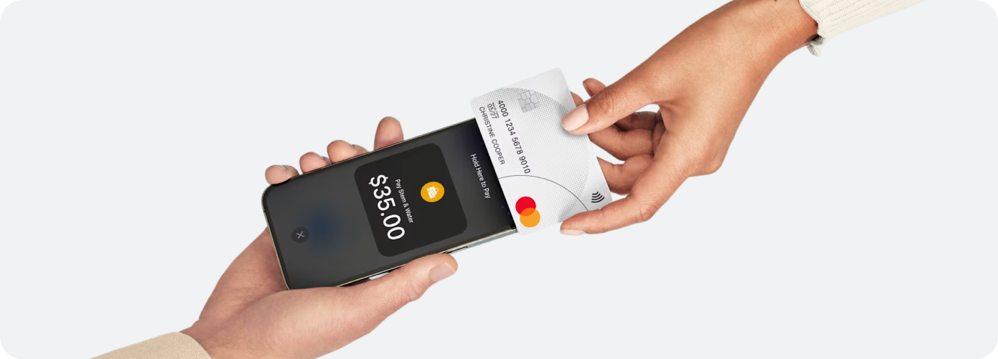 An image of a contactless card payment made using Tap to Pay on an iPhone.