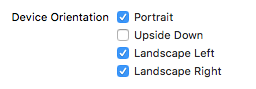 An image showing that the Portrait, Landscape Left, and Landscape Right check boxes are selected.