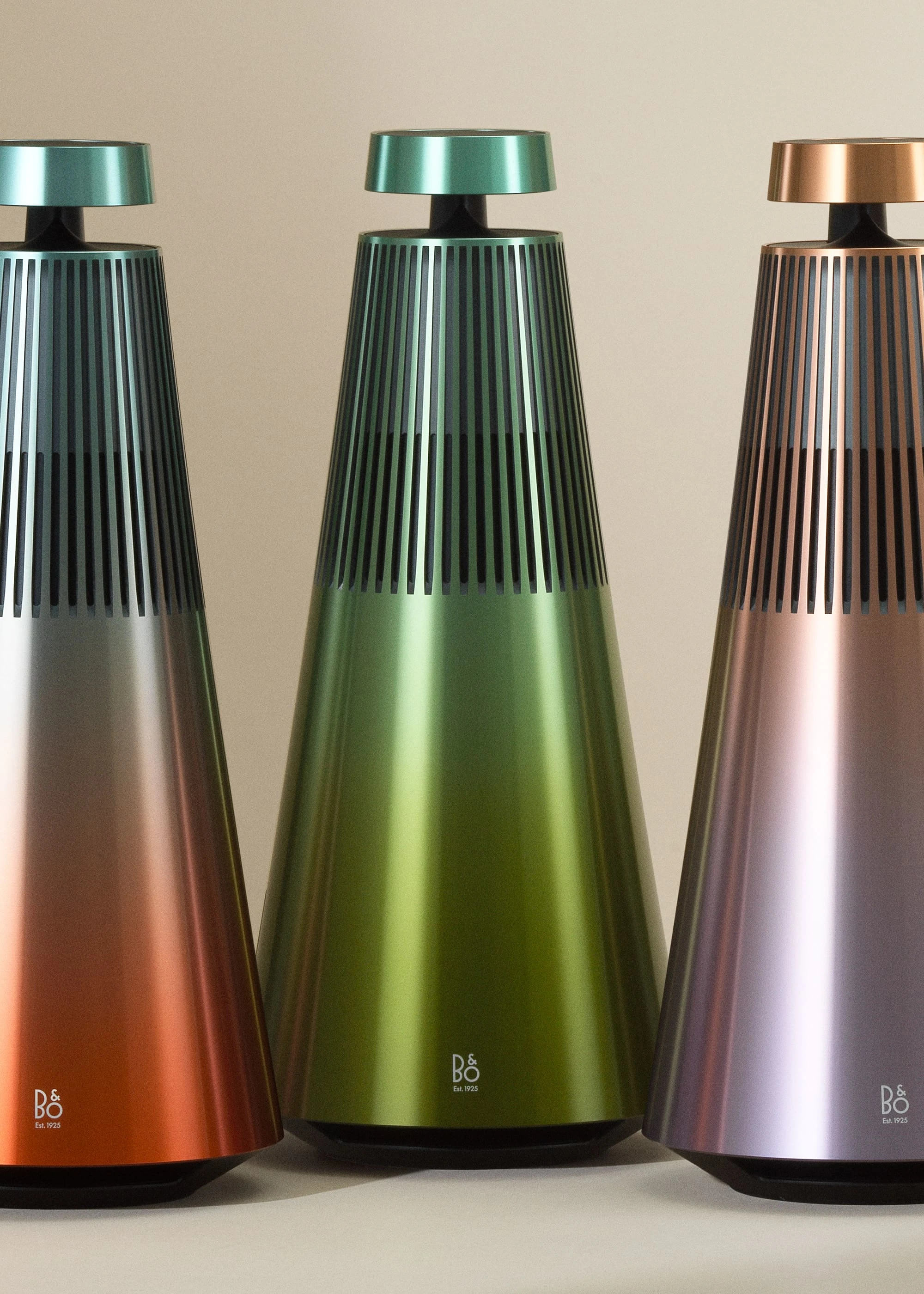 Image of the limited edition Beosound 2 Gradient Collection, 3x variants Riff, Tune and Duet