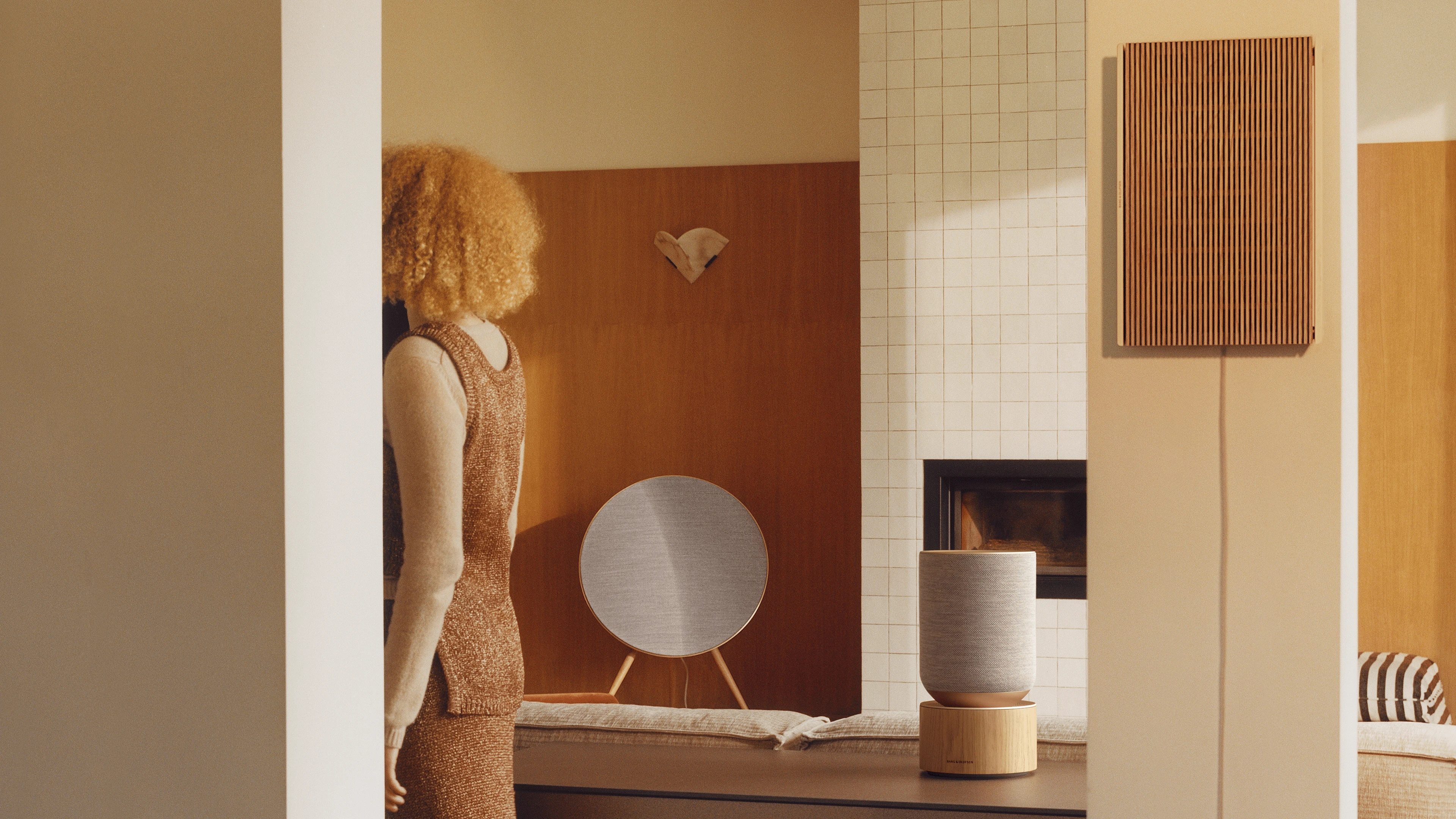 Beosound a9 in a living room with Beosound Balance and Beosound Level