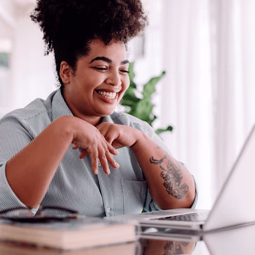 Person smiling while presenting