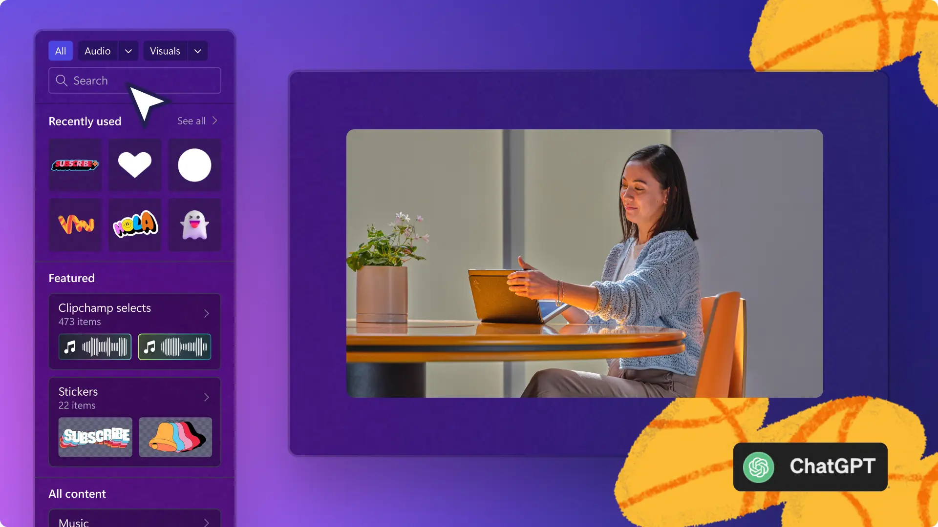 Abstract image of a woman ideating a video