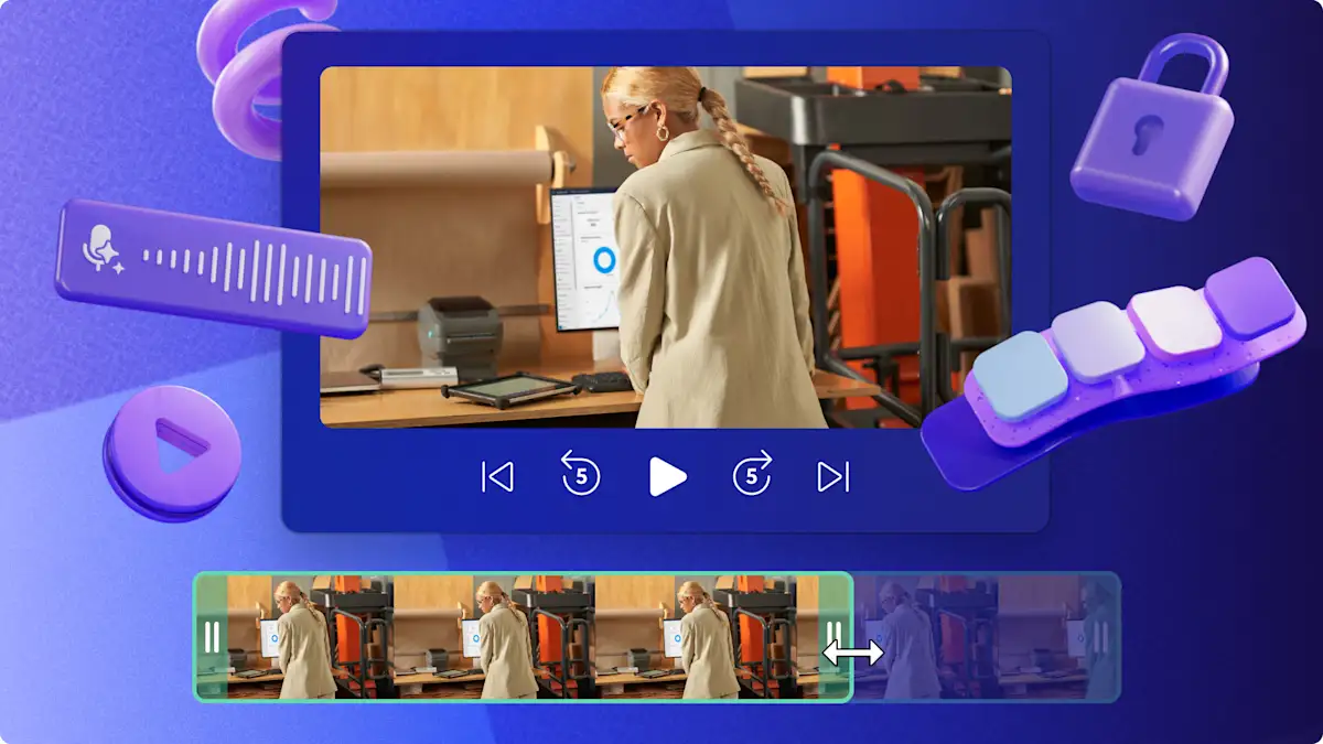 Imagem abstrata do aplicativo Clipchamp para o trabalho.
