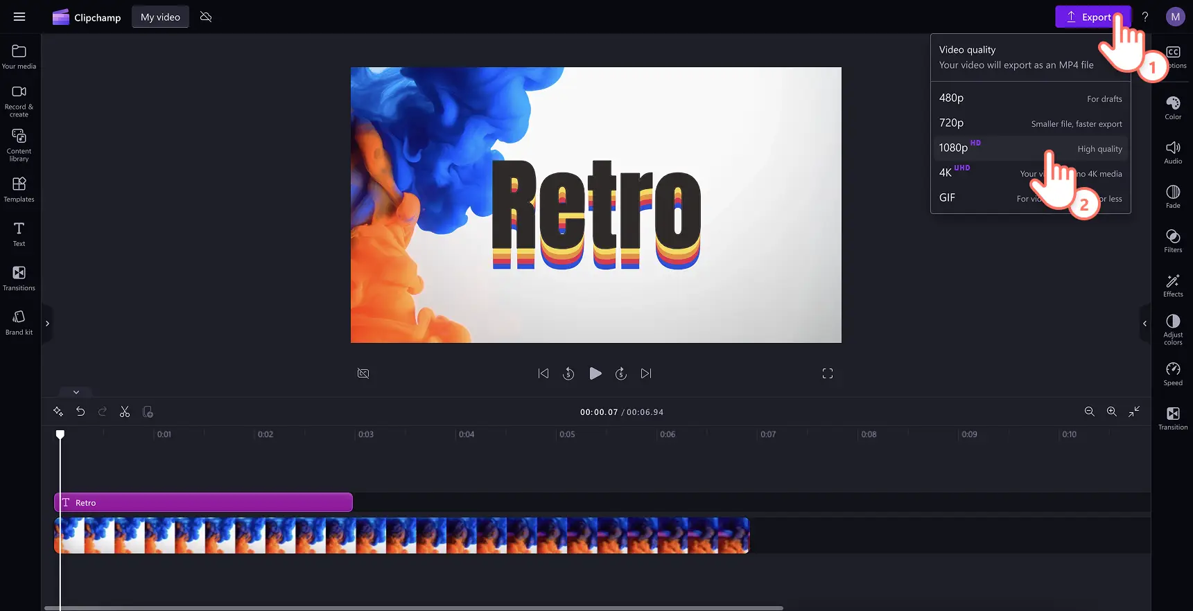 Ein Benutzer, der ein Video mit Text speichert.