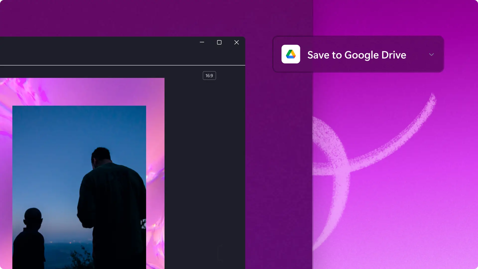 Clipchamp бағдарламасында Google Drive көмегімен бейнелерді импорттау және экспорттау жолы нобай.
