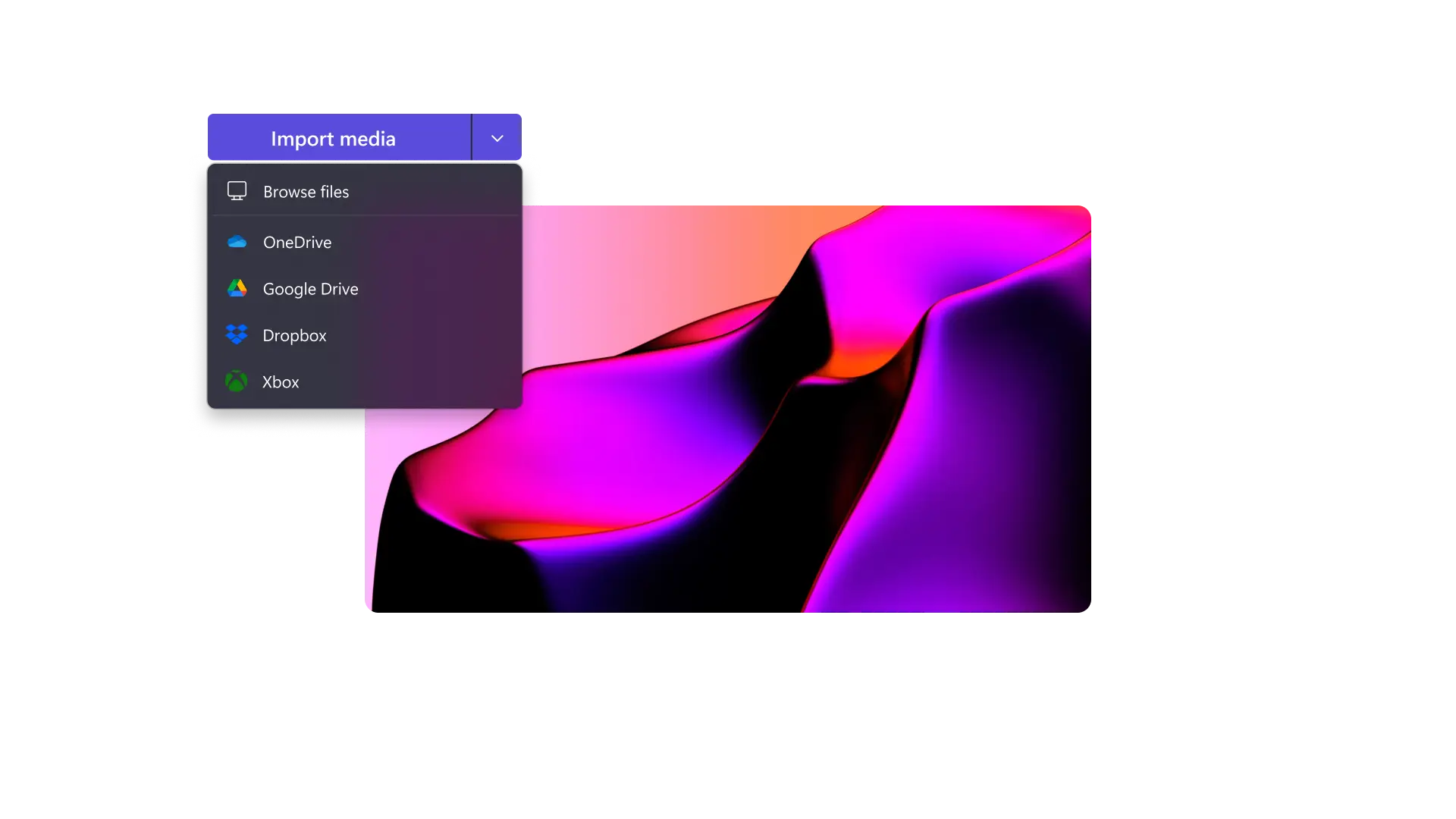 Upload your images and videos, or select stock assets