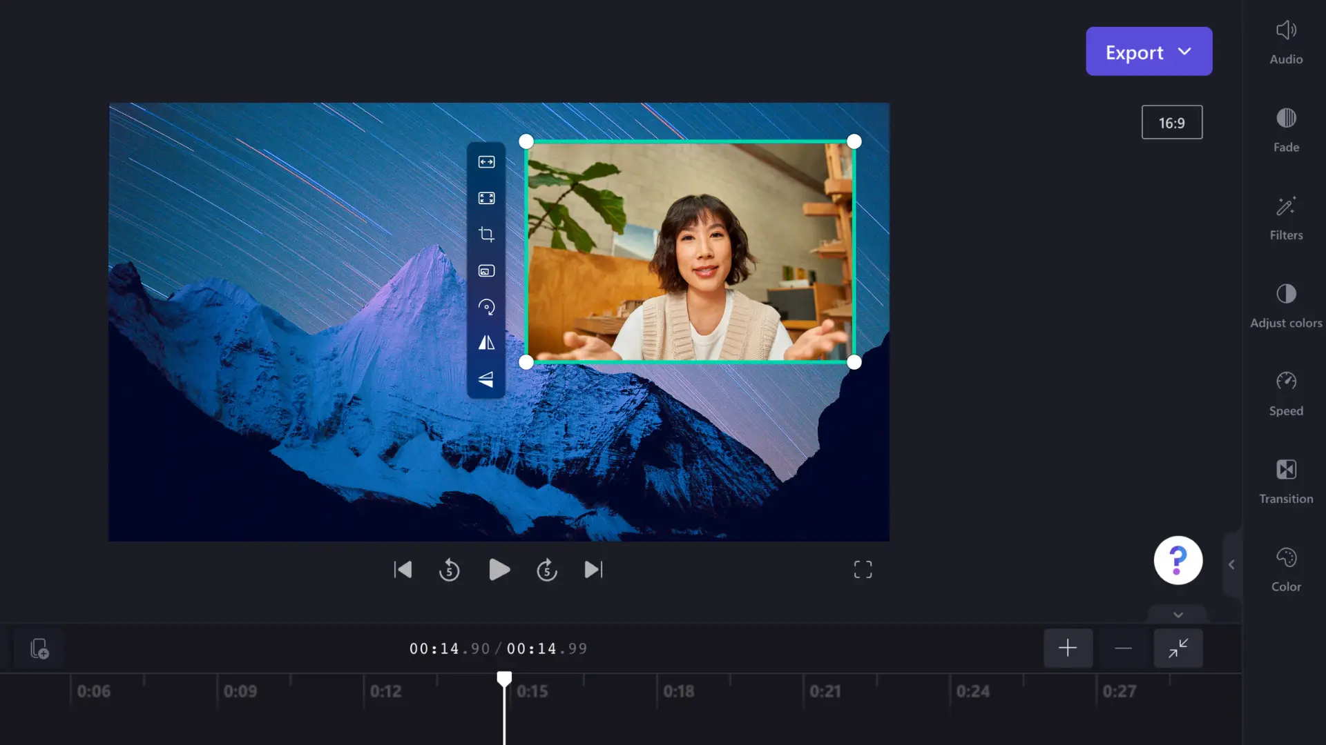 An image of a user editing a video using the video overlay effect.