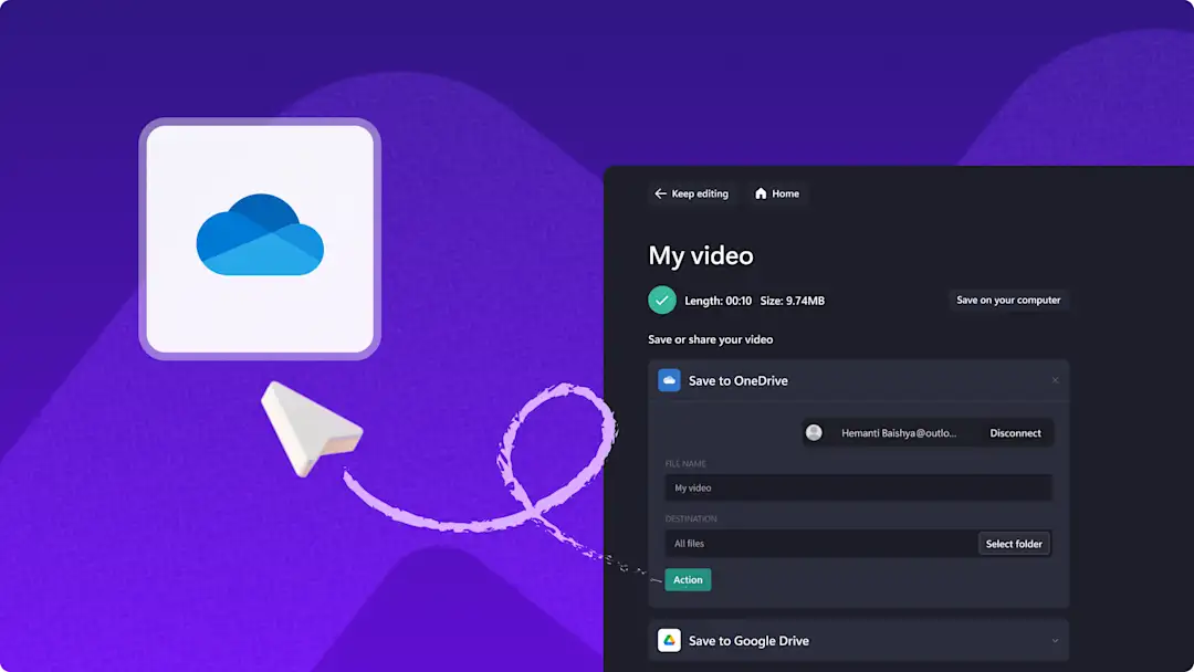 Clipchamp ja OneDrive: aloituselementti