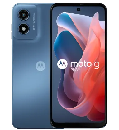 Front and back view of the moto g play in Sapphire blue.
