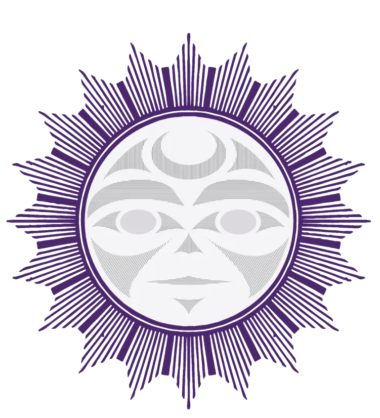 Grand soleil, dans le style de l’art Salish de la côte, symbolisant l’harmonie et l’abondance source de vie.