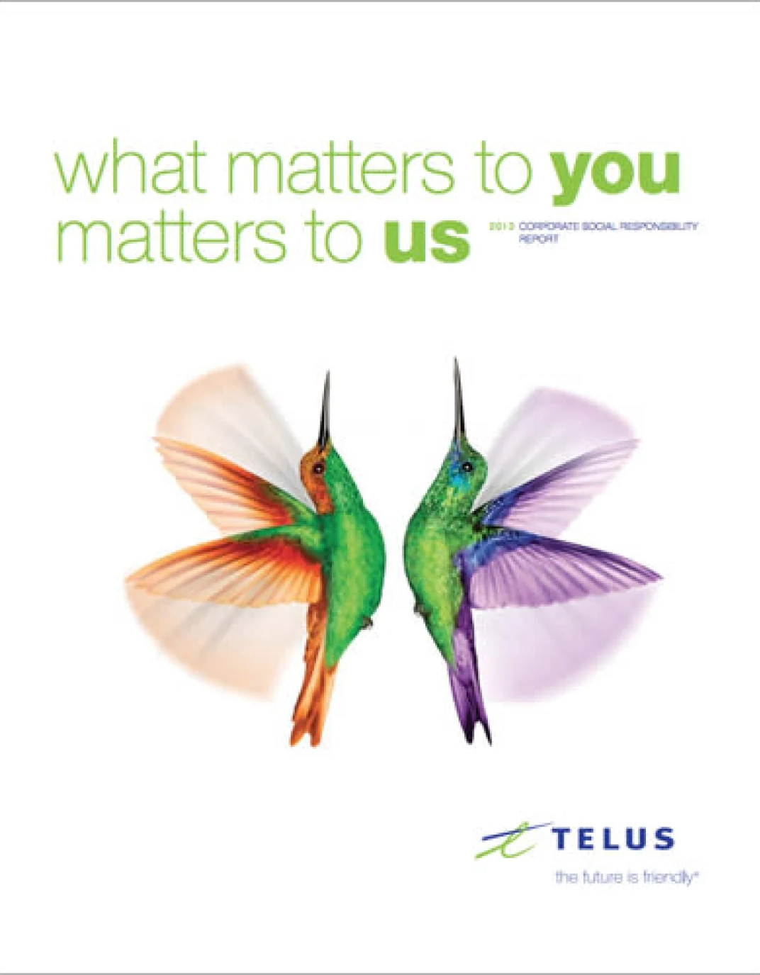 The cover of the 2013 TELUS Sustainability Report