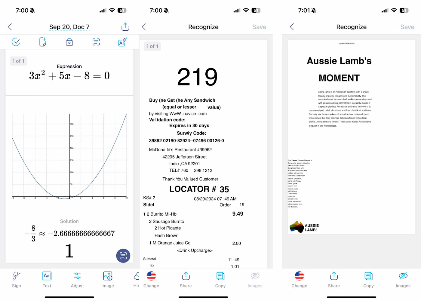 iScanner, our pick for the best OCR app for extra features
