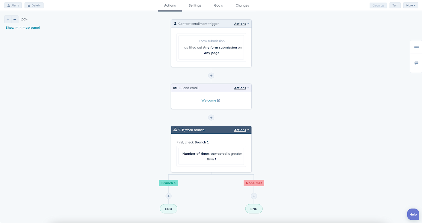 Screenshot of HubSpot's workflow feature.