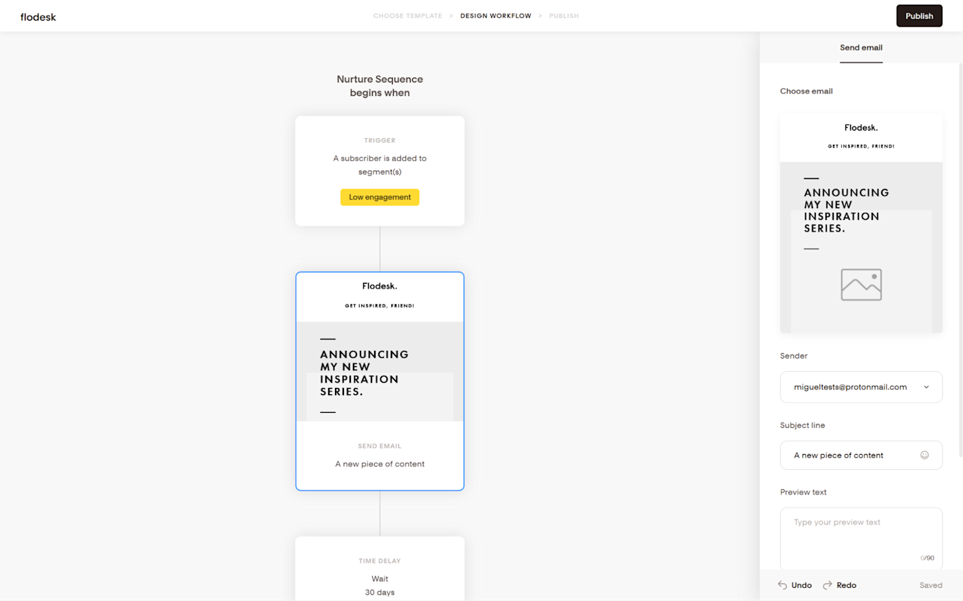 A screenshot of Flodesk, our pick for the best drip email software for large lists and simple drip campaigns