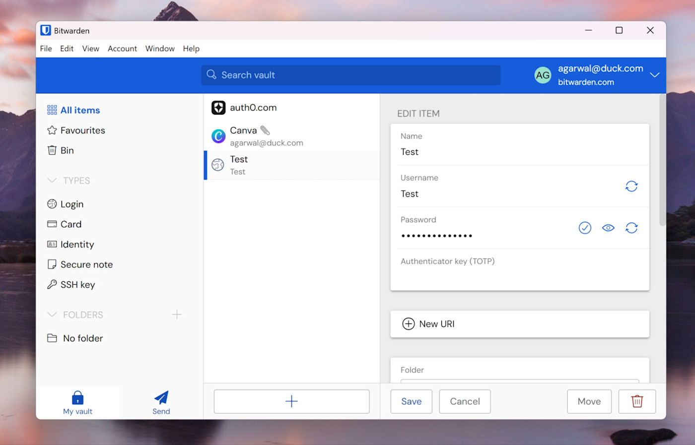 The Bitwarden desktop app