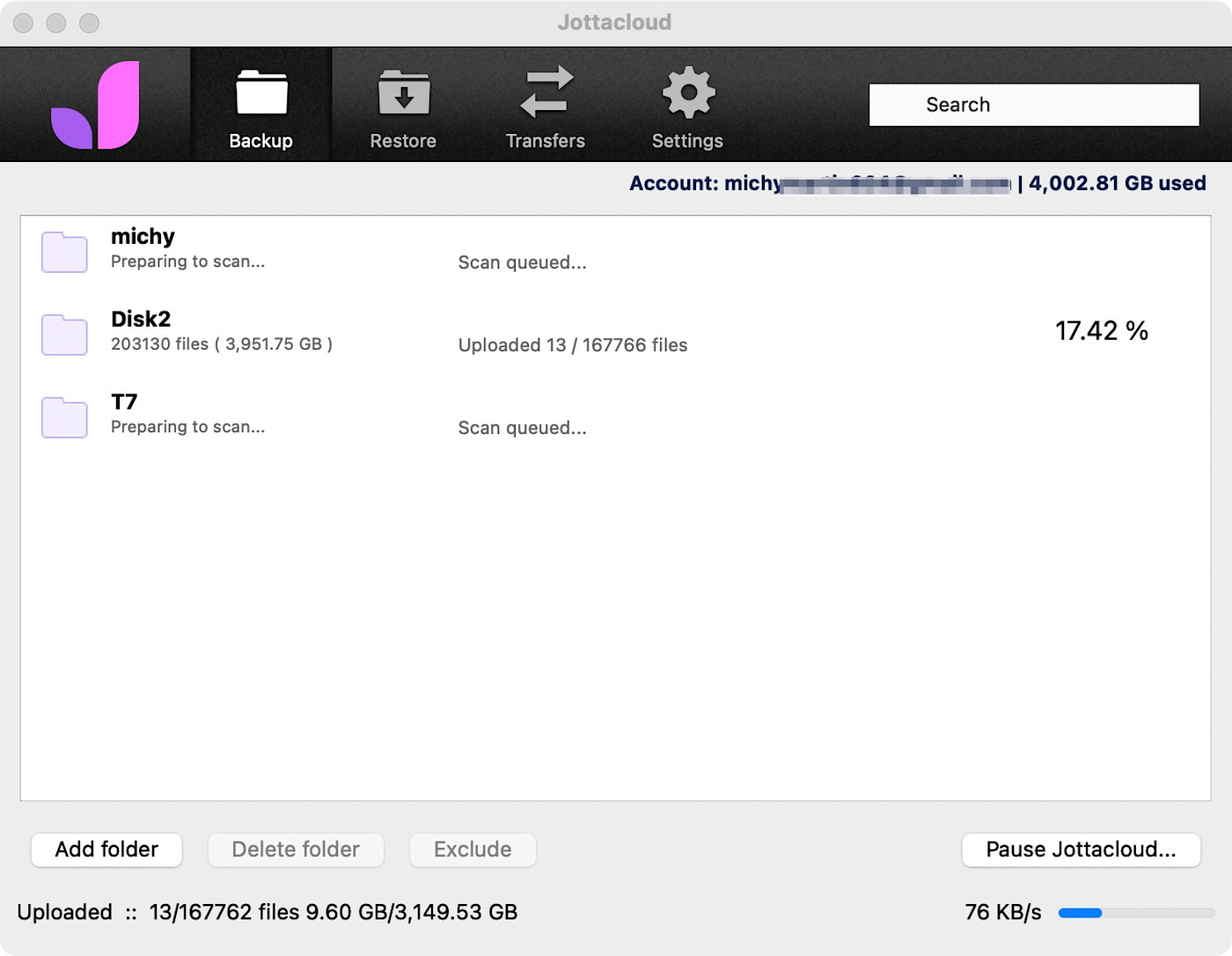 Jottacloud, our pick for the best cloud storage app for unlimited storage