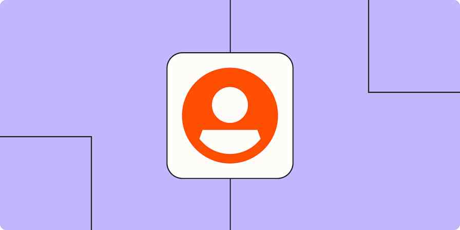 A hero image of an orange person icon on a light purple background.
