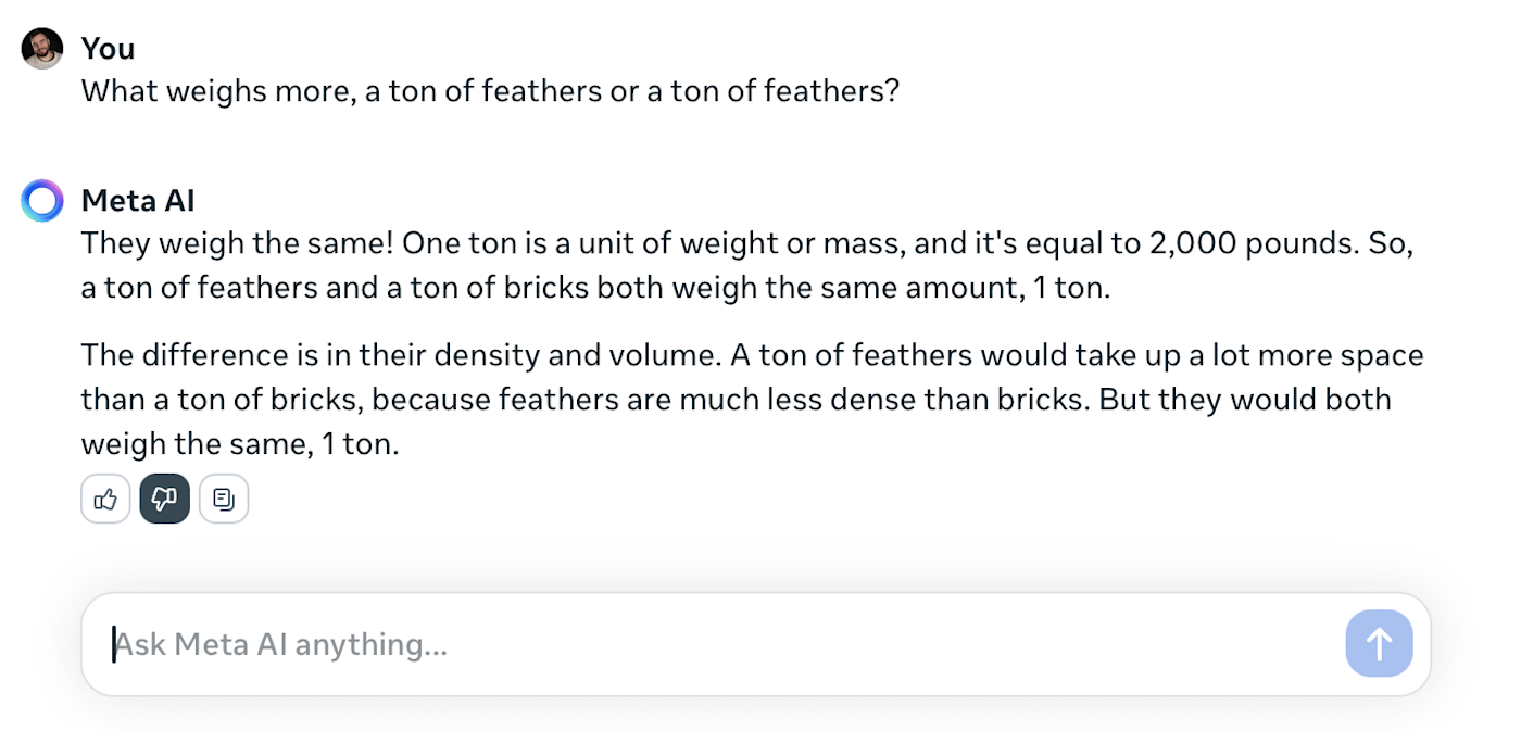 Meta AI misreading a question