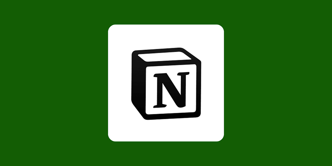 The Notion logo on a green background