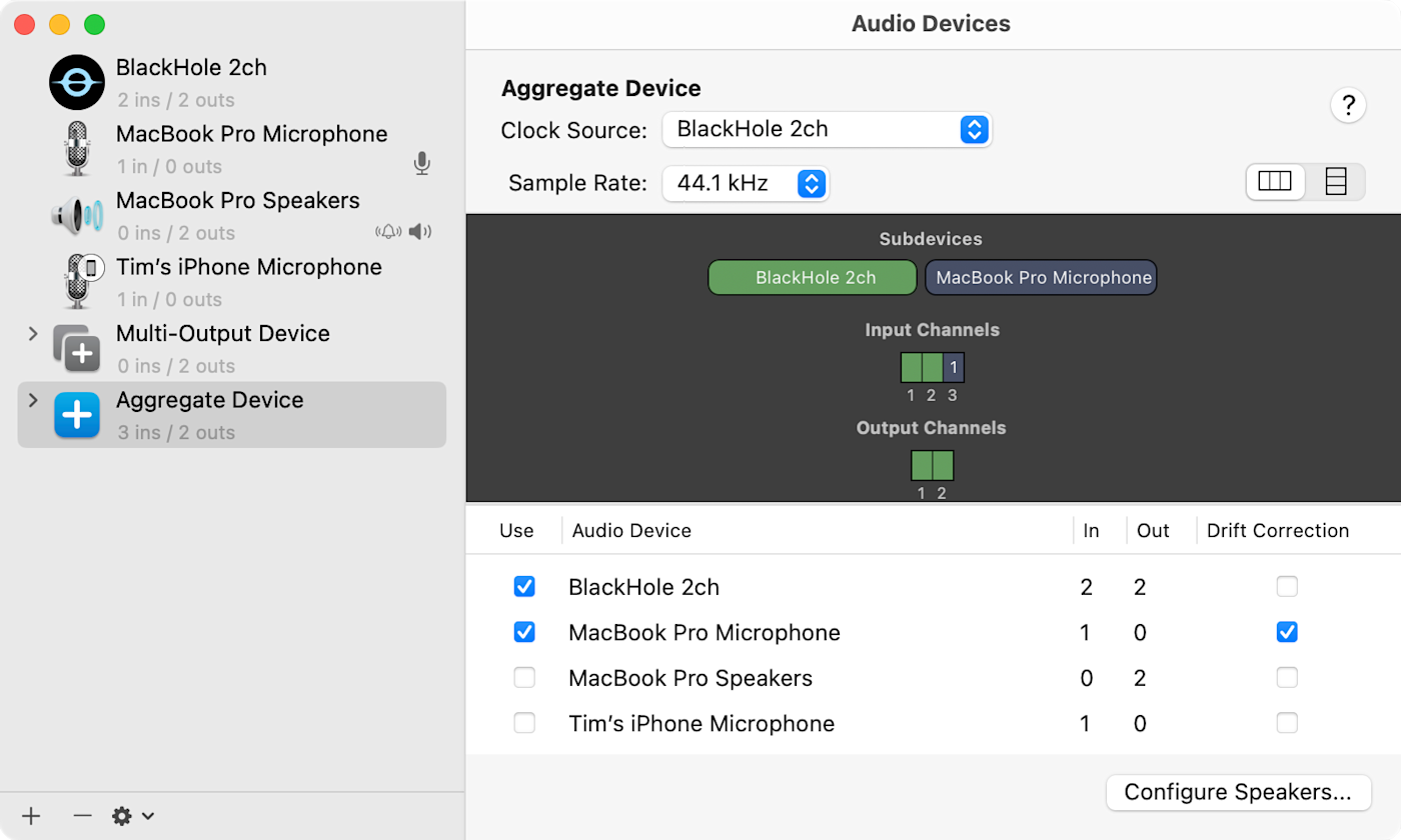 Creating an aggregate device
