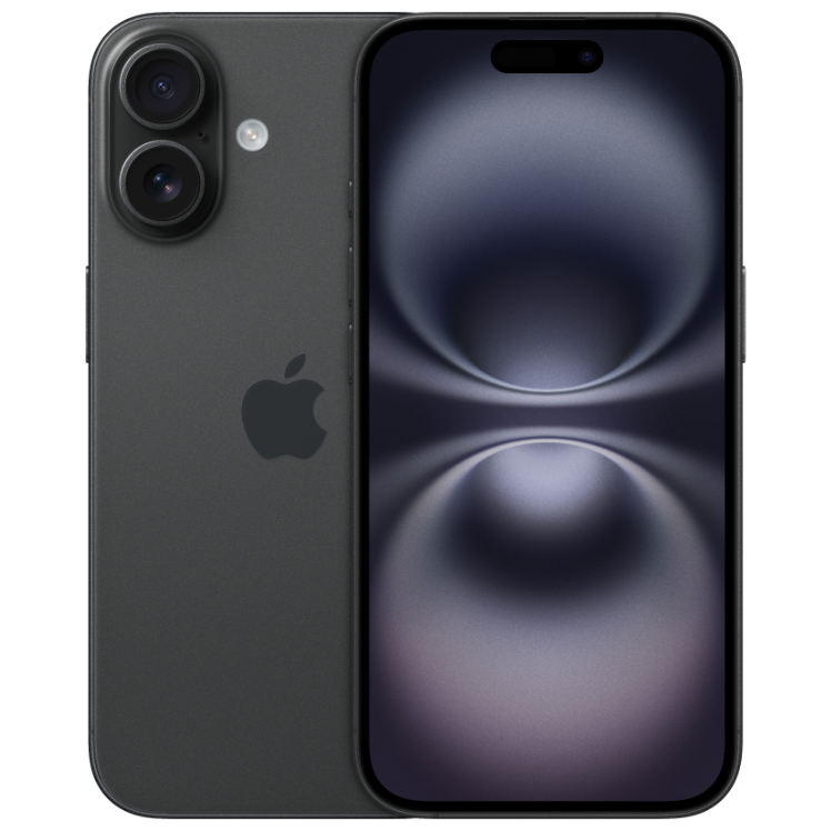 iPhone 16 svart framsida