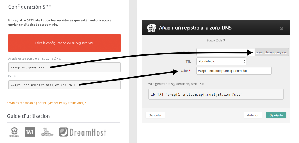 SPF con Mailjet