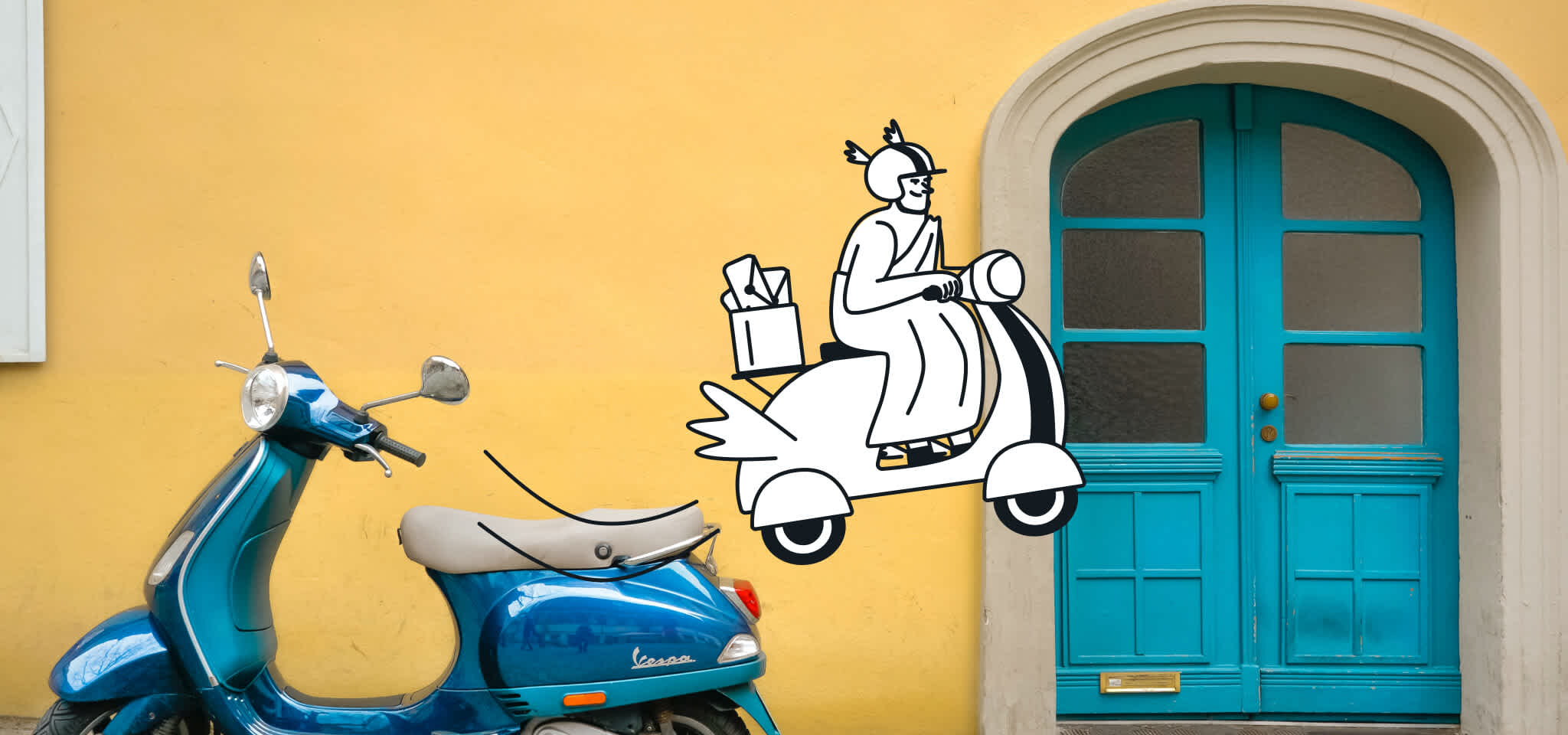 Hermes on scooter